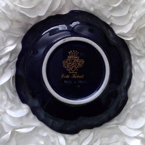 Echt Kobalt JLMENAU Germany Cobalt Blue W/Gold 527/2 L 986 / k Fruit/Candy Bowl - Picture 2 of 3